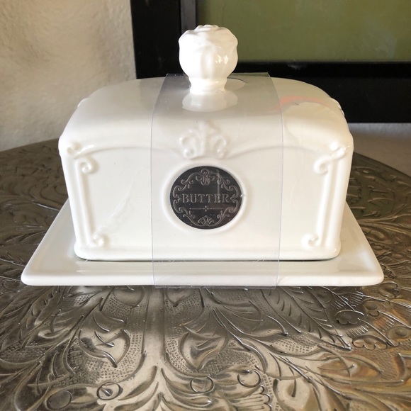 THL Kitchen Thl French Farmhouse Country Butter Dish White Nip
